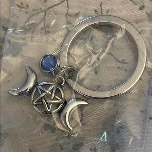 Silver Moon and Star Keychain